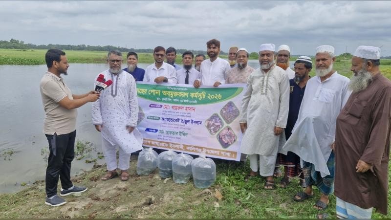 গাজীপুরের বেলাই বিলে মাছের পোনা অবমুক্তকরণ কর্মসূচী পালিত