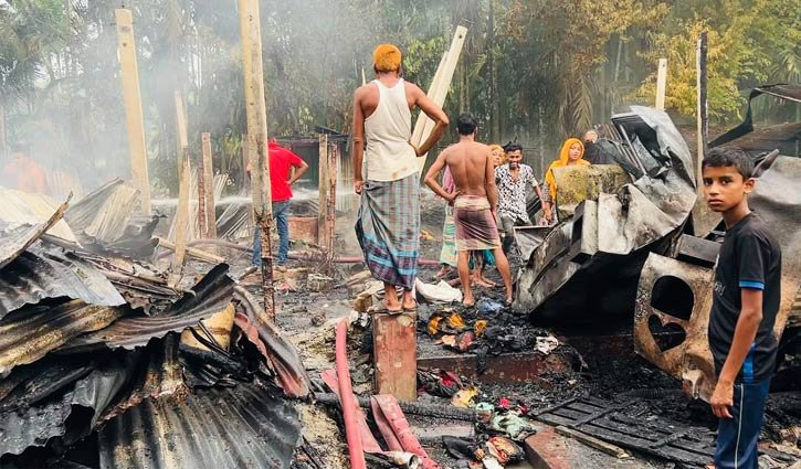 রায়পুরে মাদকাসক্ত যুবকের দেওয়া আগুনে পুড়ল ১৬ ঘর