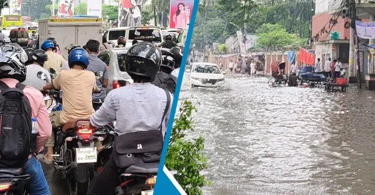 বৃষ্টিতে জলজট, সঙ্গে যানজট-ভ্যাপসা গরমে নাকাল ঢাকা