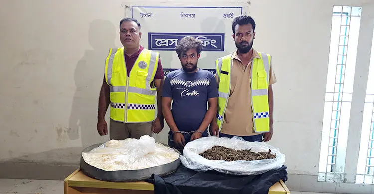 শনপাপড়ির ডালায় মিলল গাঁজা, যুবক গ্রেফতার