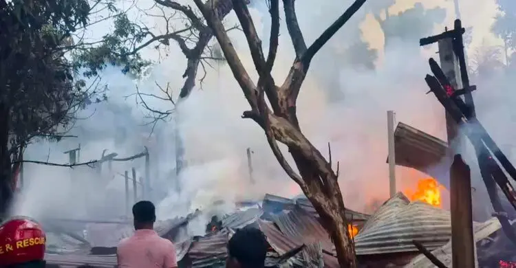 মাদকাসক্ত যুবকের পেট্রোল ঢেলে নিজের ঘরে দেওয়া আগুনে পুড়ল ৬ ঘর