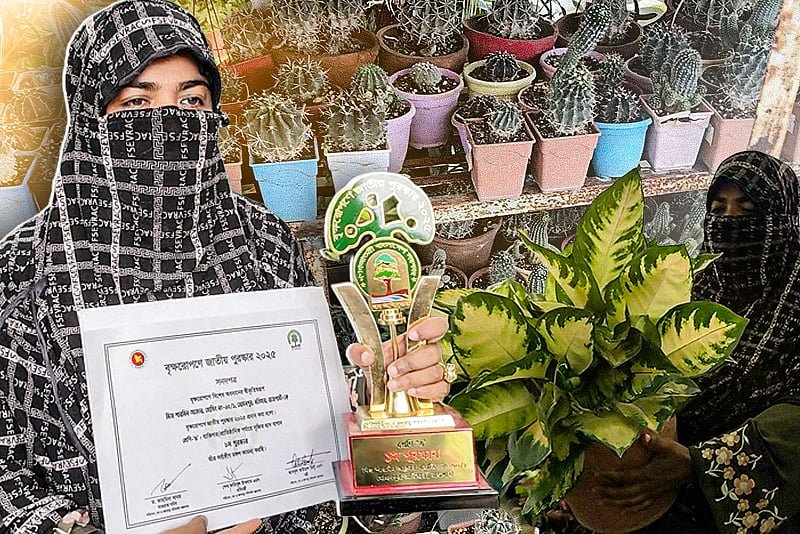 ‘গাছের জন্য’ বানালেন বাড়ি, এখন ছাদবাগানে লাখ টাকার ব্যবসা