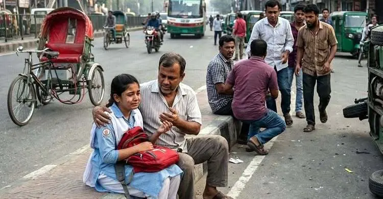 মতিঝিলে স্কুলে যাওয়ার পথে অটোরিকশা উল্টে বাবা-মেয়ে আহত