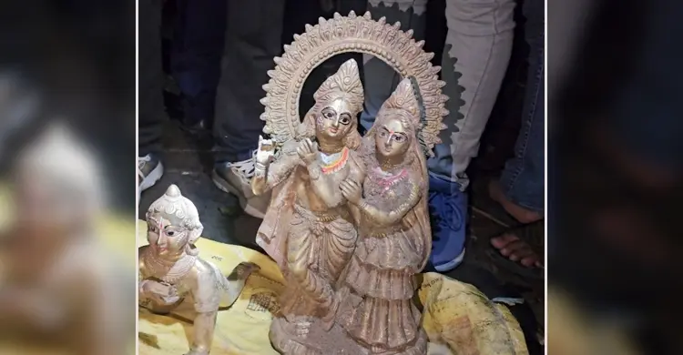 ফরিদপুরে মন্দির থেকে চুরি হওয়া পিতলের মূর্তি উদ্ধার