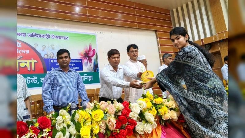 নালিতাবাড়ীতে এসএসসিতে জিপিএ-৫ প্রাপ্ত শিক্ষার্থীদের সংবর্ধনা
